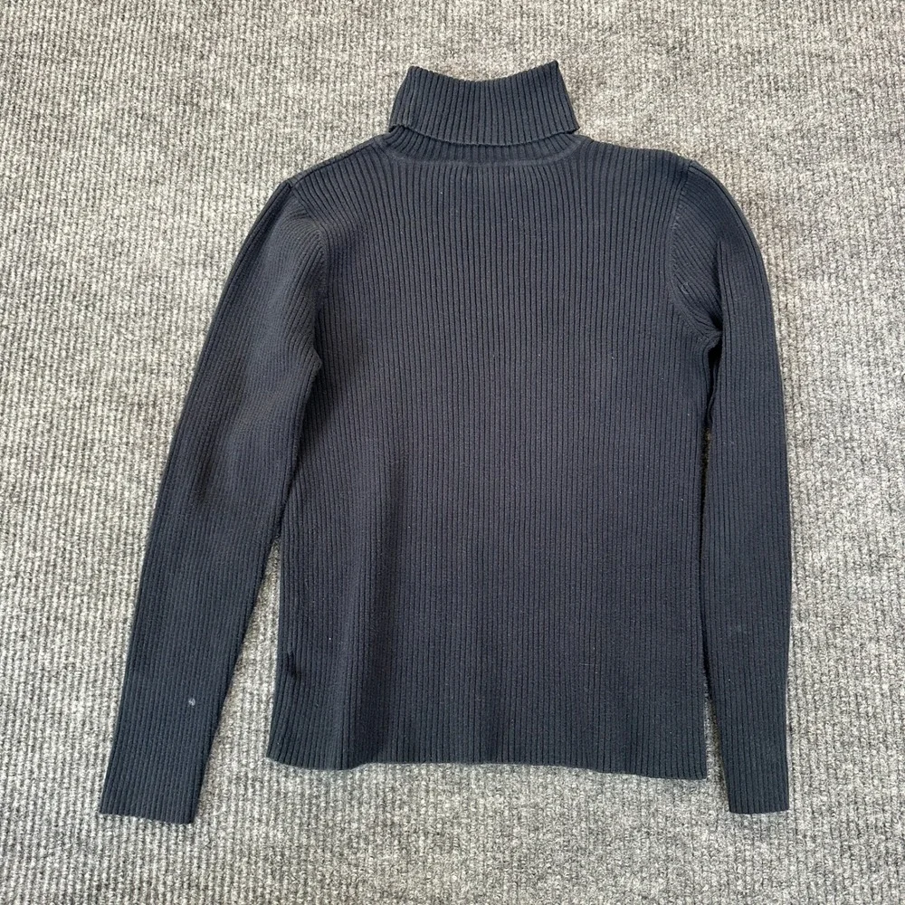 a.n.a Womens Ribbed Turtleneck Sweater Medium Black Long Sleeve Knit